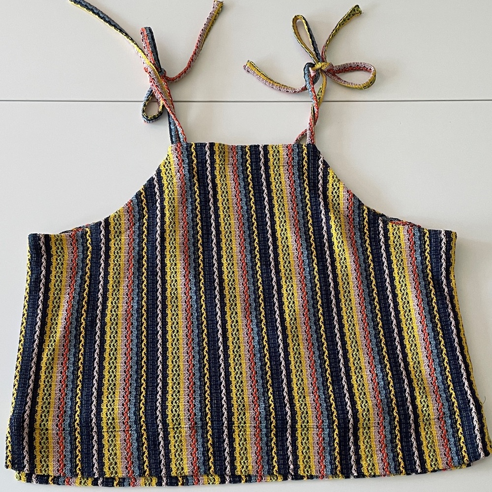 Madewell Striped Crochet Tie-Shoulder Tank  Texture And Thread size 2x